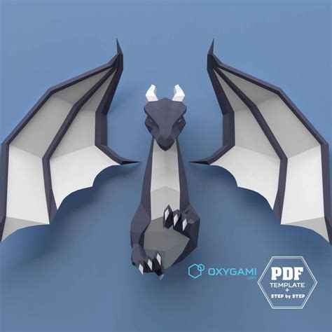 This product is for a digital instant downloading, and contained - templates (version WITH-NO-FILL for printing on color paper, COLORED verion for the full color printing) and step-by-step illustrated. . Dragon papercraft pdf